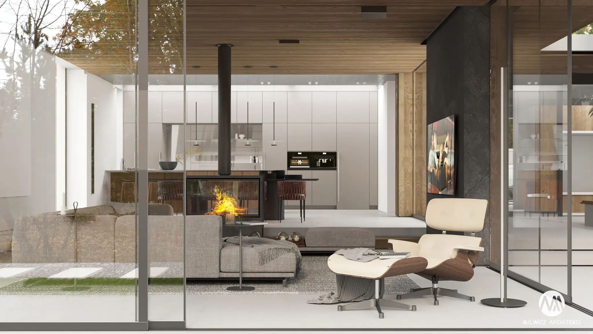 Milwicz architekci - projekty indywidualne - Konin wnętrza - widok na kuchnię