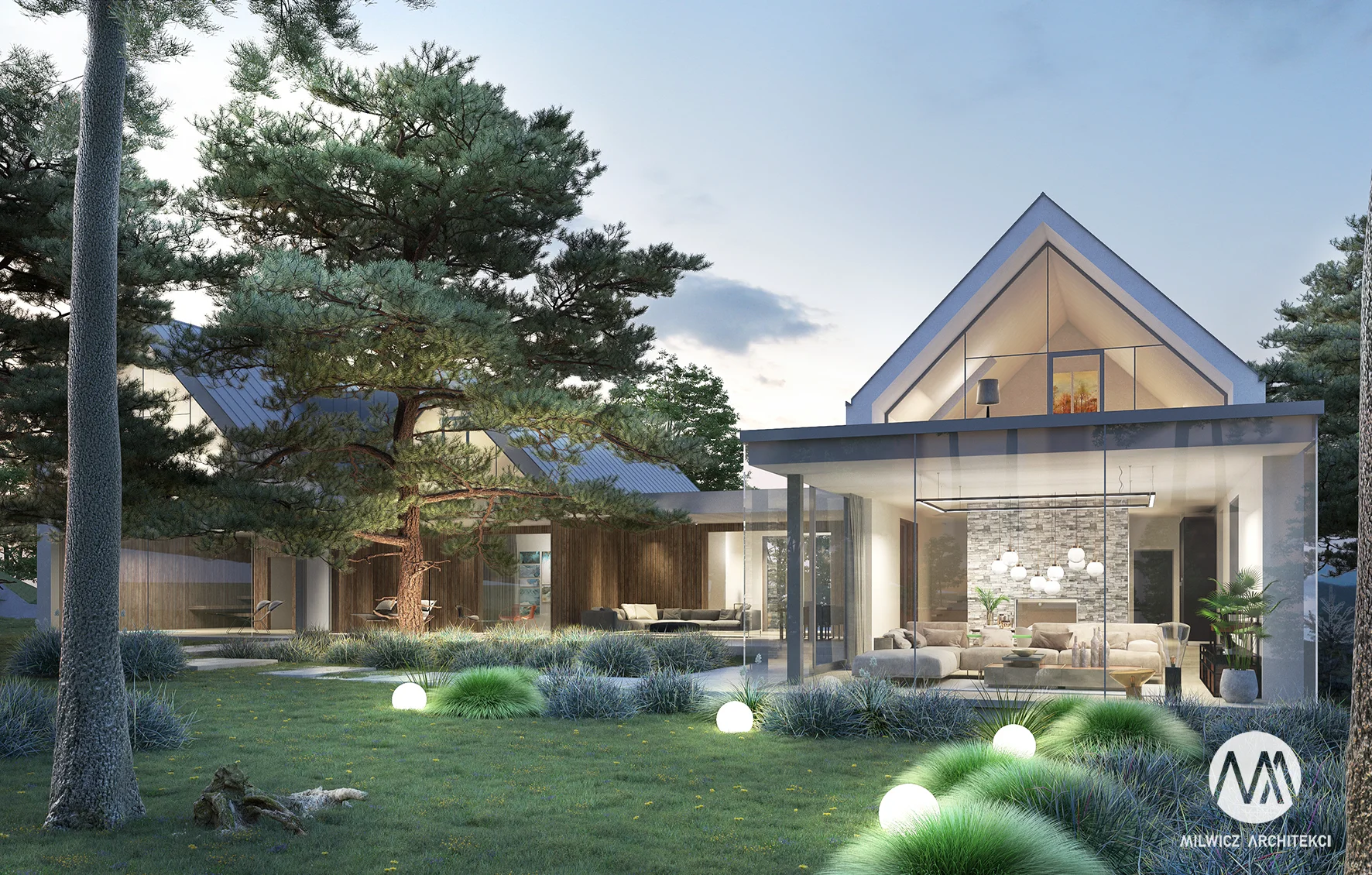 Milwicz architekci - projekty indywidualne - Mielno dom jednorodzinny - widok na dom z ogródka