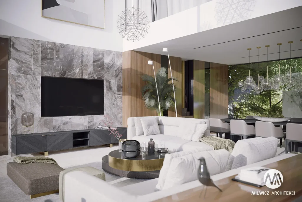 Milwicz architekci - projekty indywidualne - Opalenica wnętrza - przestronny salon 2