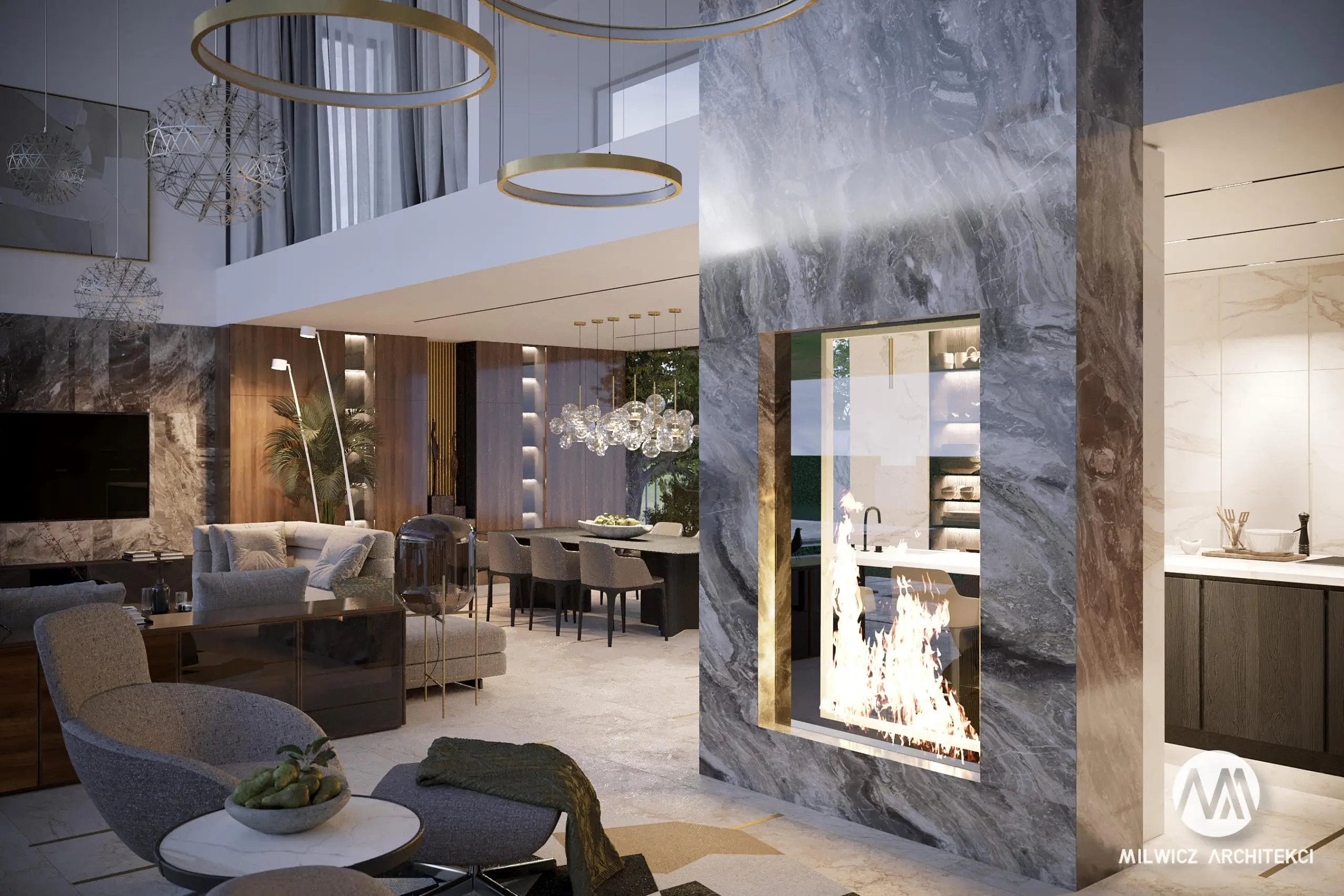 Milwicz architekci - projekty indywidualne - Opalenica wnętrza - przestronny salon