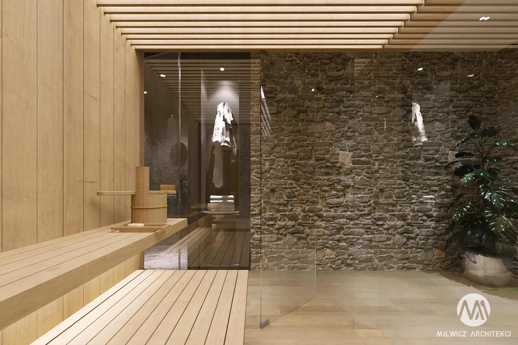 Milwicz architekci - projekty indywidualne -Szklarska Poręba - wnętrza - wnętrze sauny