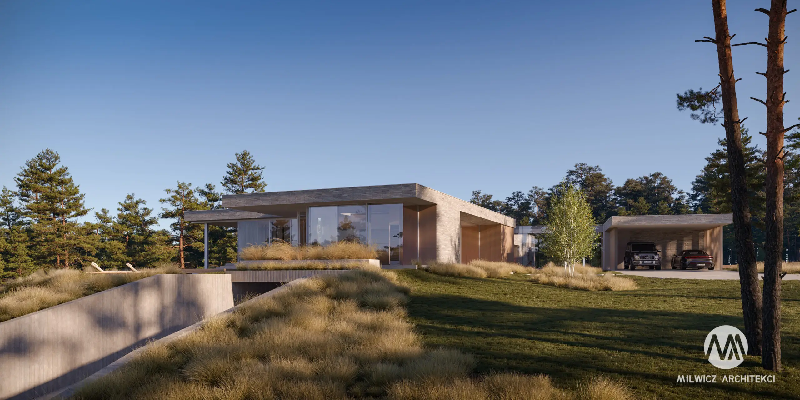 Milwicz Architekci - projekty indywidualne - dom na wzgórzu - budynek