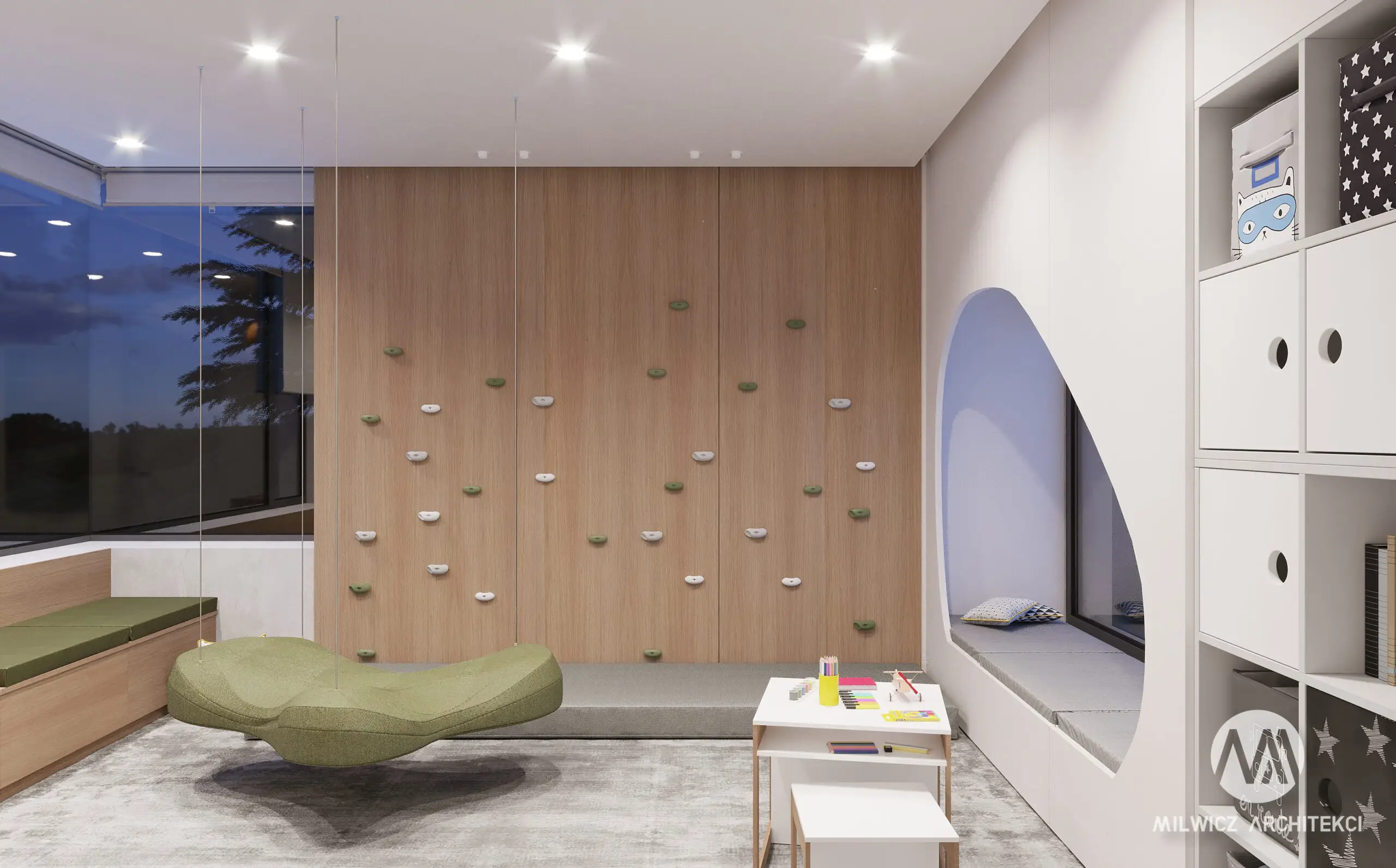 Milwicz Architekci - projekty indywidualne - dom na wzgórzu - wnętrza - dziecięcy pokój