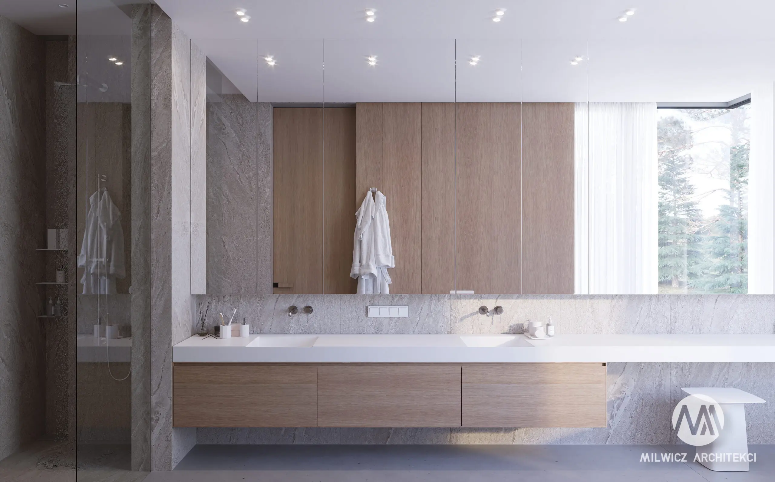 Milwicz Architekci - projekty indywidualne - dom na wzgórzu - wnętrza - łazienka