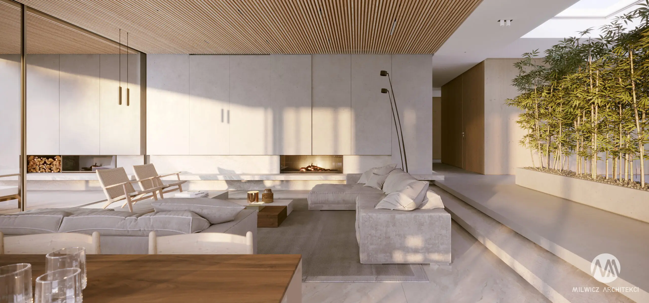 Milwicz Architekci - projekty indywidualne - dom na wzgórzu - wnętrza - salon