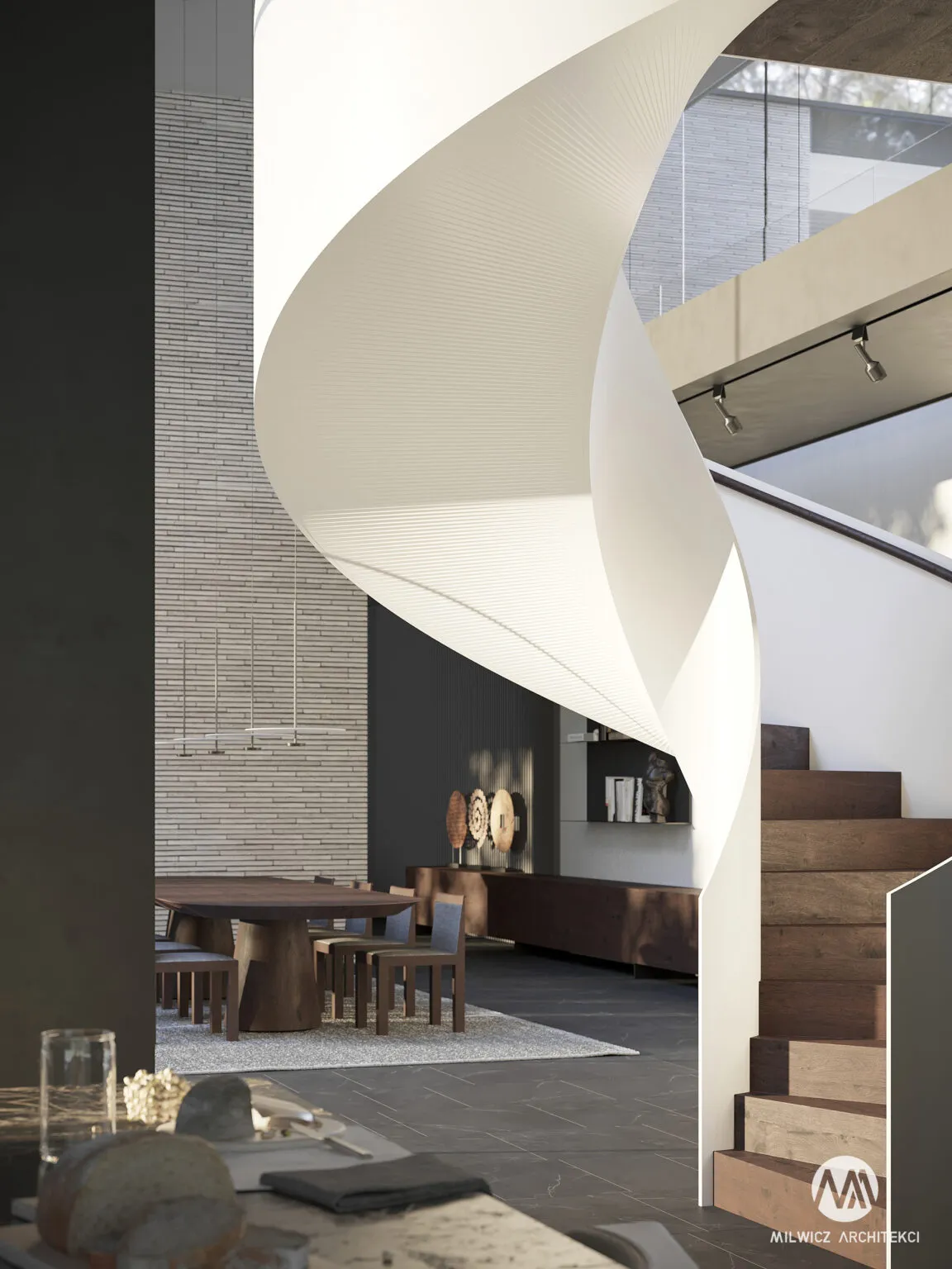 Milwicz architekci - projekty indywidualne -dom w Warszawie - wnętrza - schody na piętro
