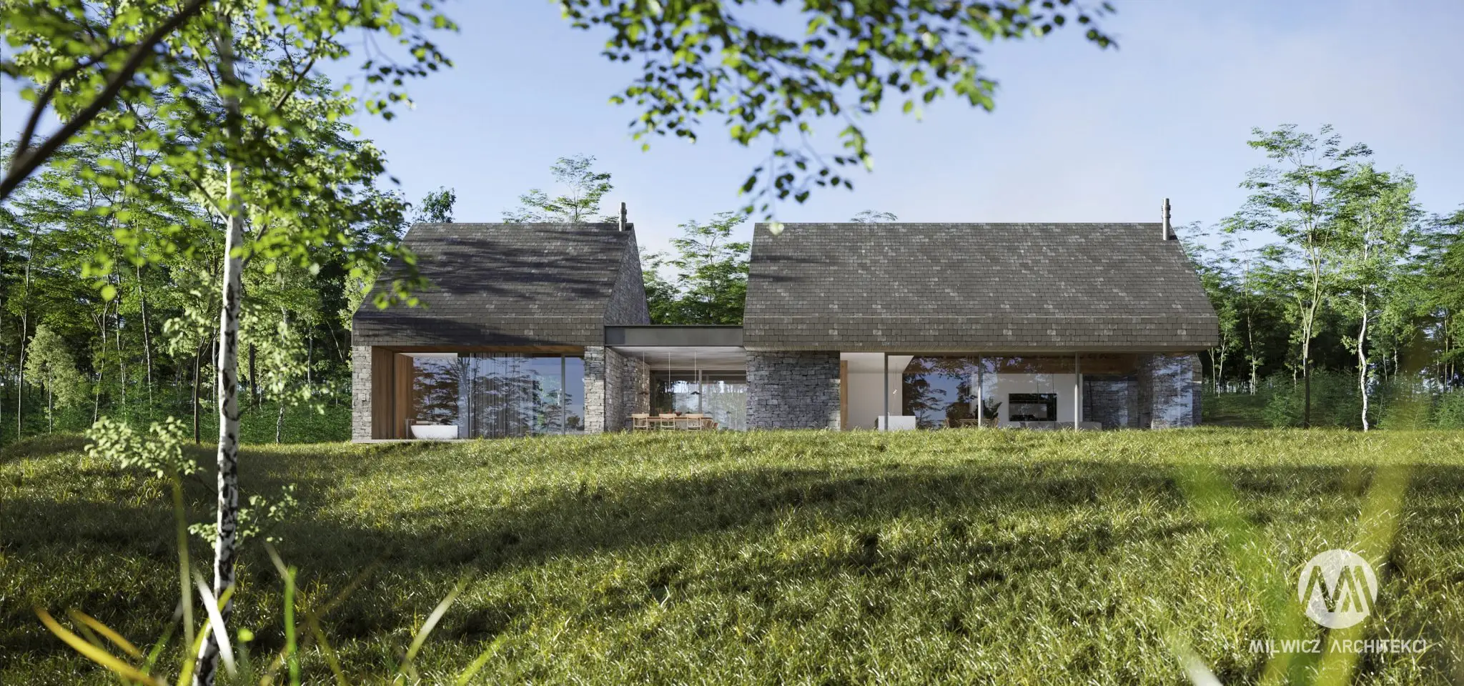 Milwicz architekci - projekty indywidualne - field house - widok na dom z zewnątrz