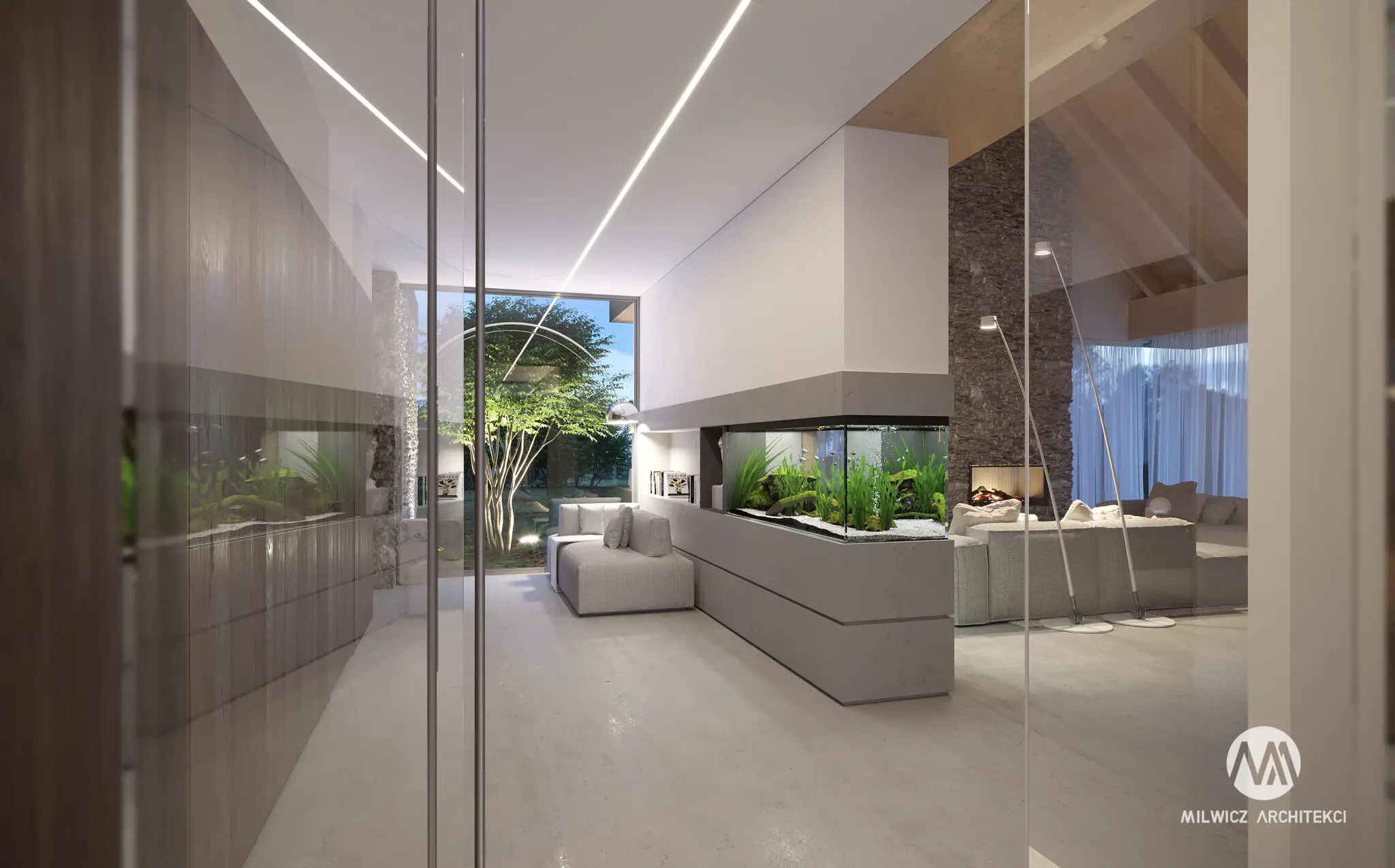Milwicz architekci - projekty indywidualne - field house - widok na salon