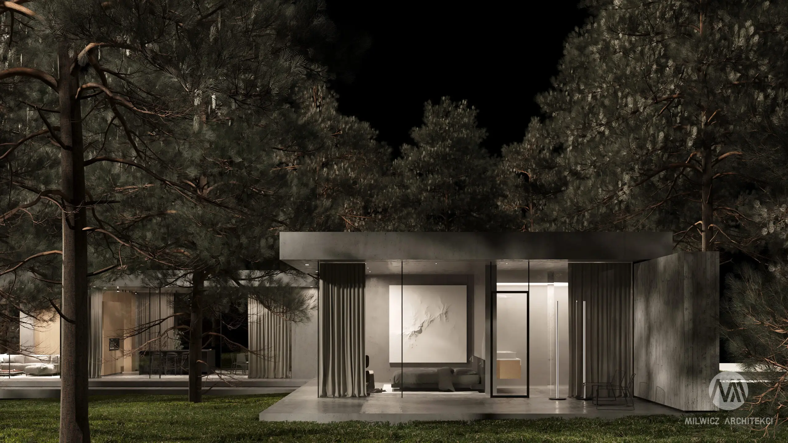 Milwicz Architekci - projekty indywidualne - Forest House - bok domu