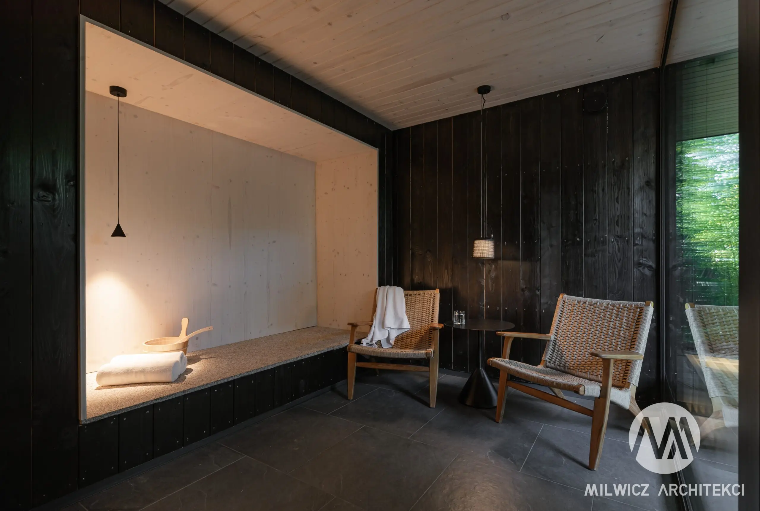 Milwicz architekci - projekty indywidualne - sauna - widok w środku