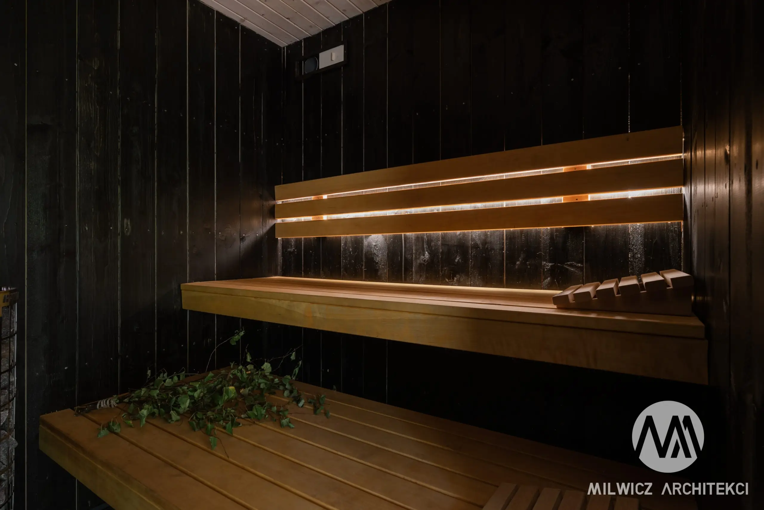 Milwicz architekci - projekty indywidualne - sauna - wnętrze sauny