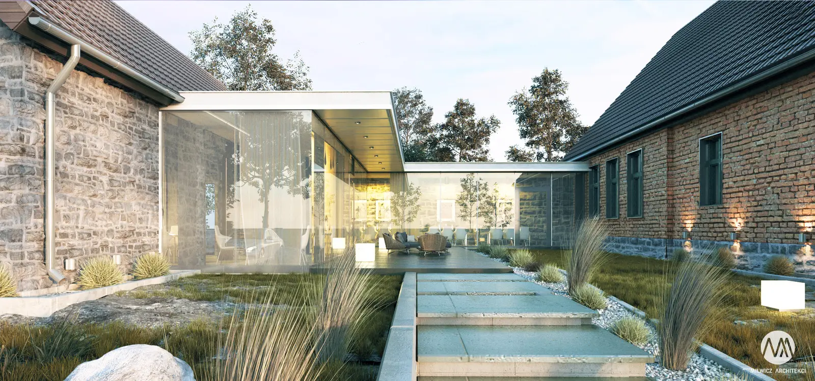 Milwicz architekci - projekty indywidualne - wierzbiczany - widok na przeszklenia