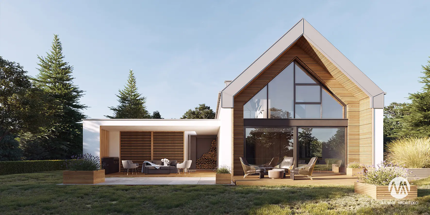 Milwicz architekci - projekt domu D108-121 - widok domu z boku