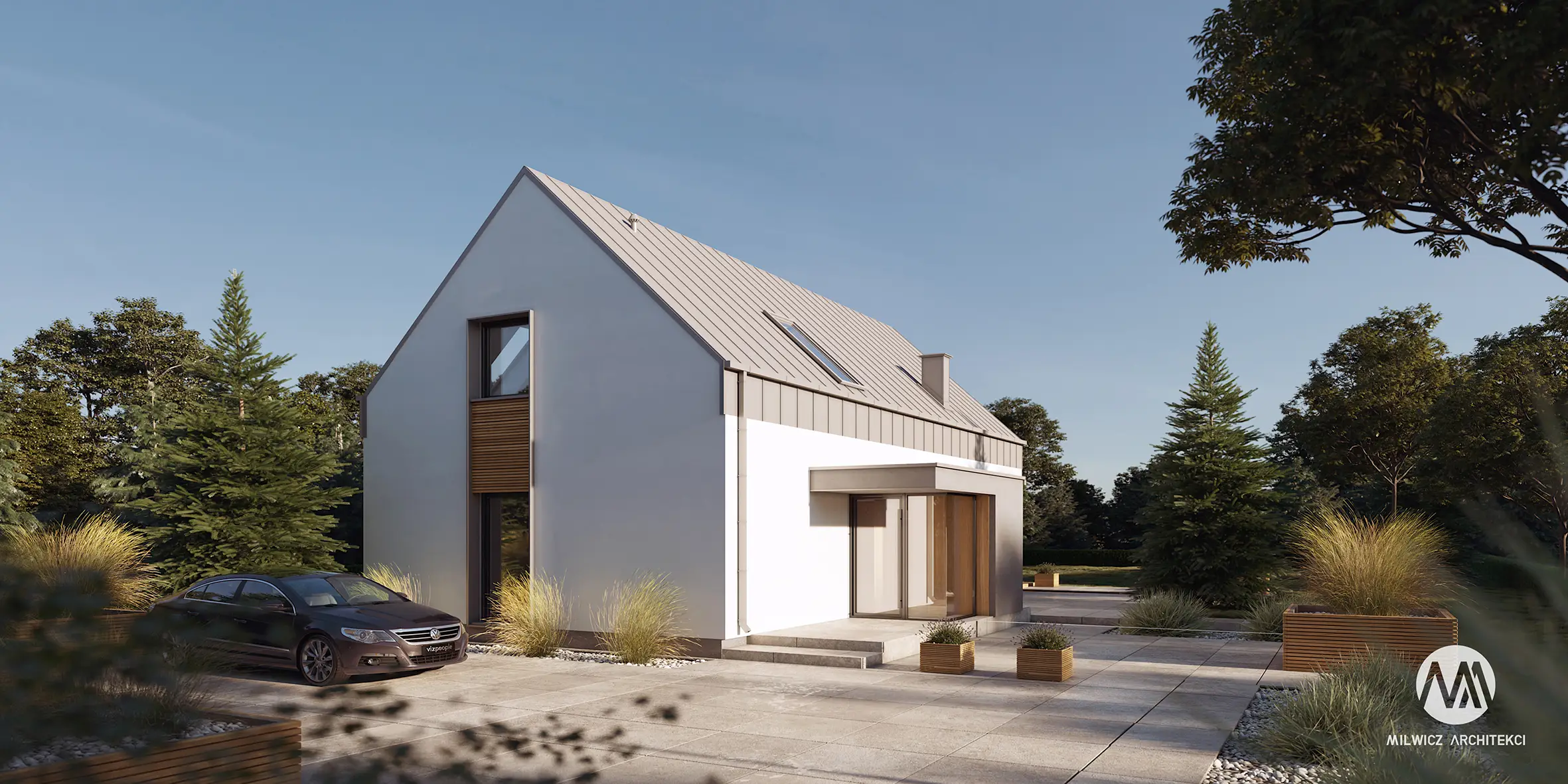 Milwicz architekci - projekt domu D108-121 - widok z zewnątrz