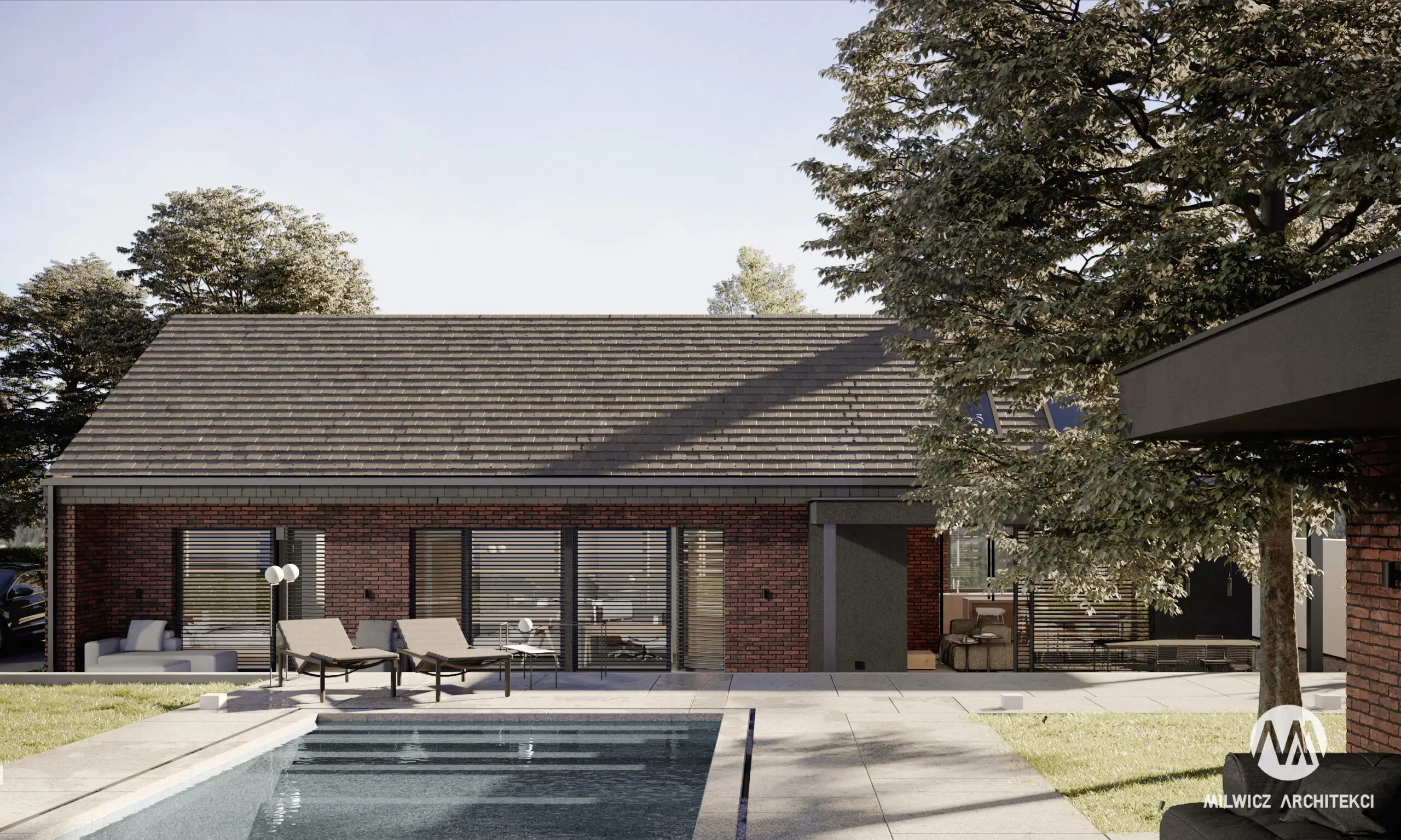 Milwicz architekci - projekt domu D114 - bok domu zewnątrz