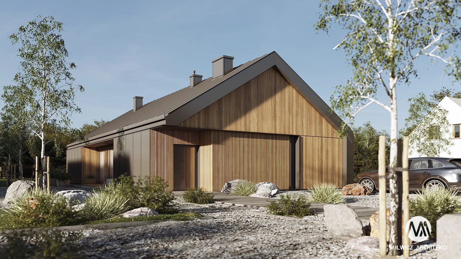 Milwicz architekci - projekt domu D125 bez garażu- widok z zewnątrz przód