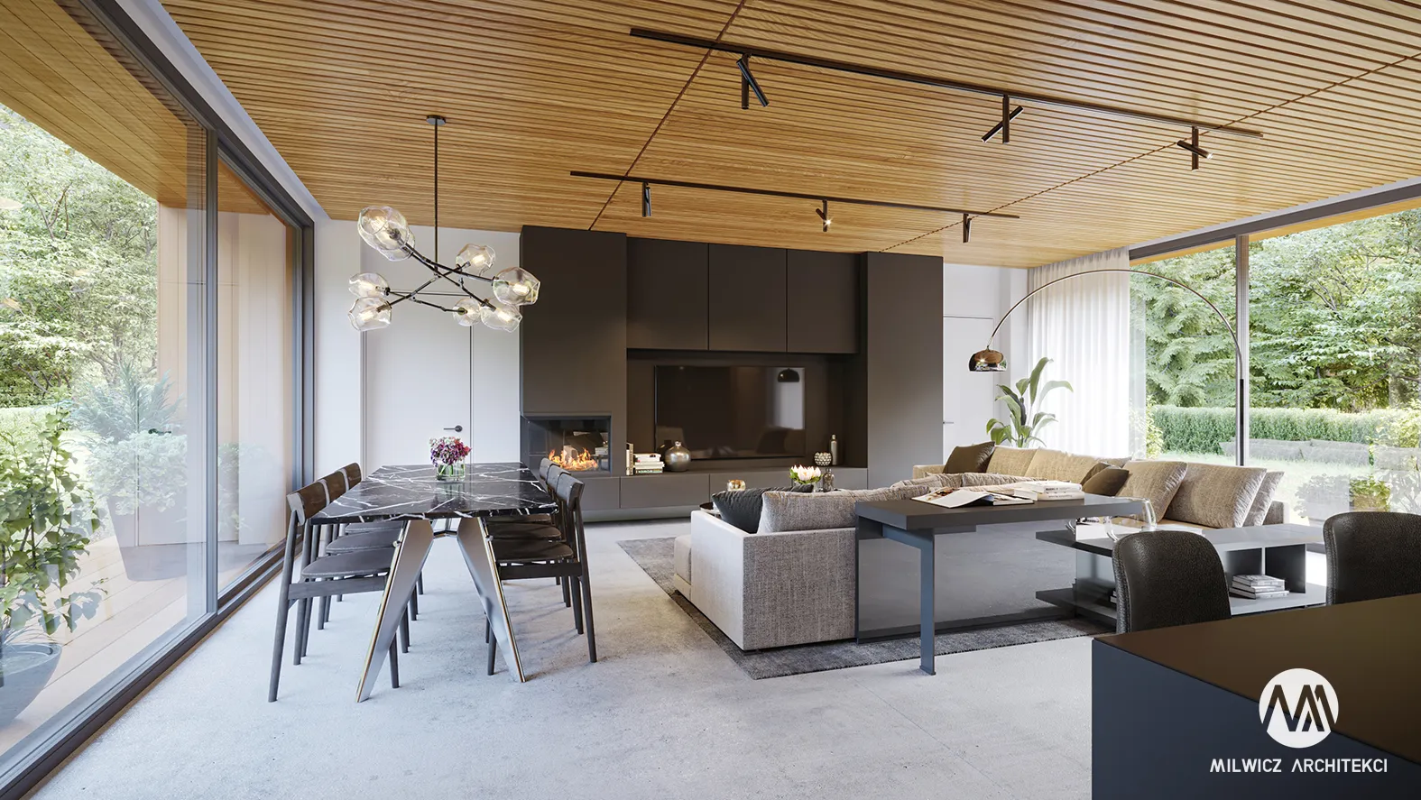 Milwicz architekci - projekt domu D125 bez garażu- wnętrze salon