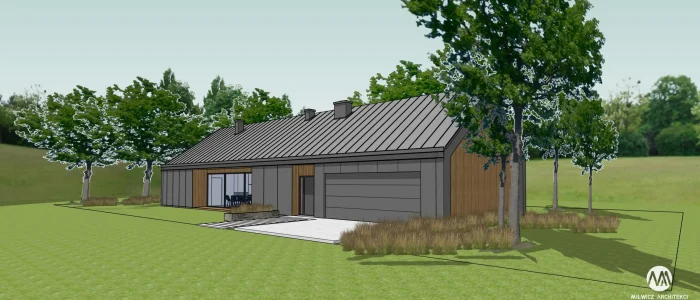 Milwicz architekci - projekt domu D125 z garażem- wizualizacja zewnątrz
