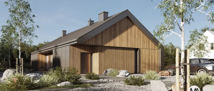 Milwicz architekci - projekt domu D125 z garażem- zewnątrz przód