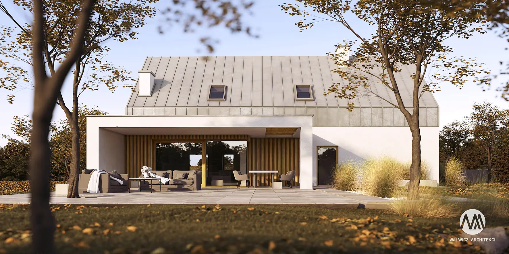 Milwicz architekci - projekt domu D126 - zewnątrz taras