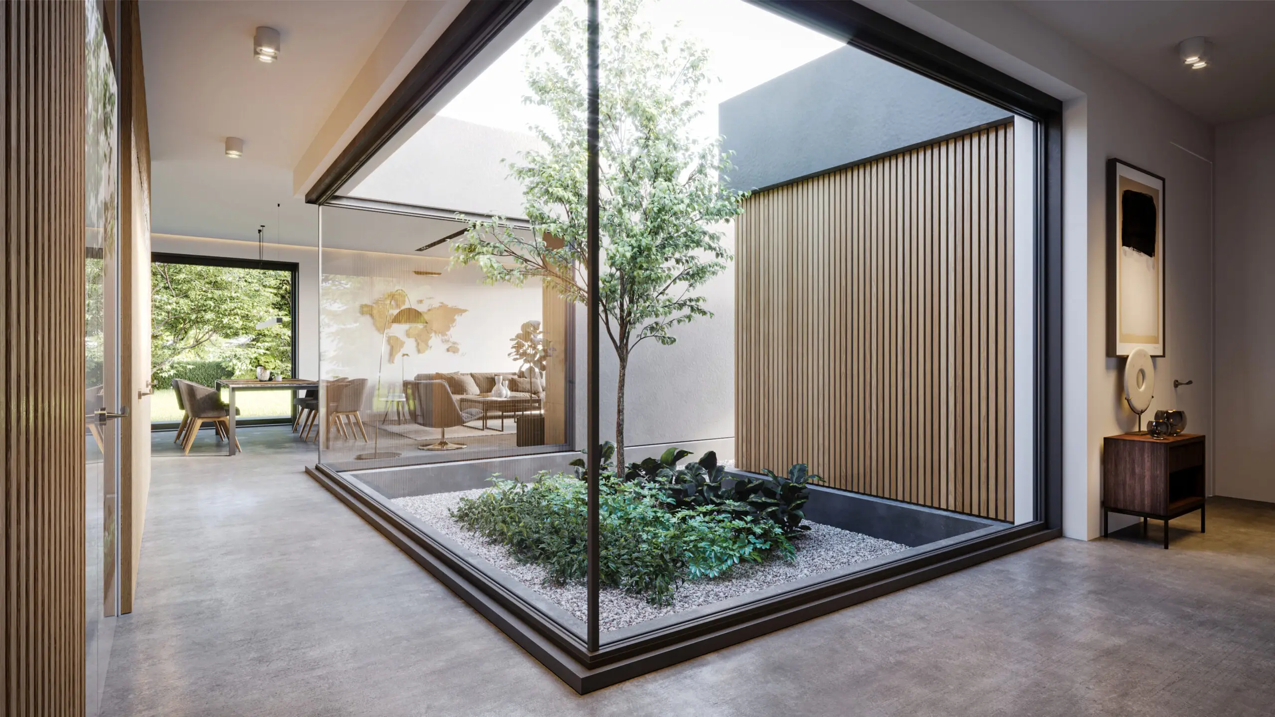 Milwicz architekci - projekt domu D131 - dom z drzewem w środku