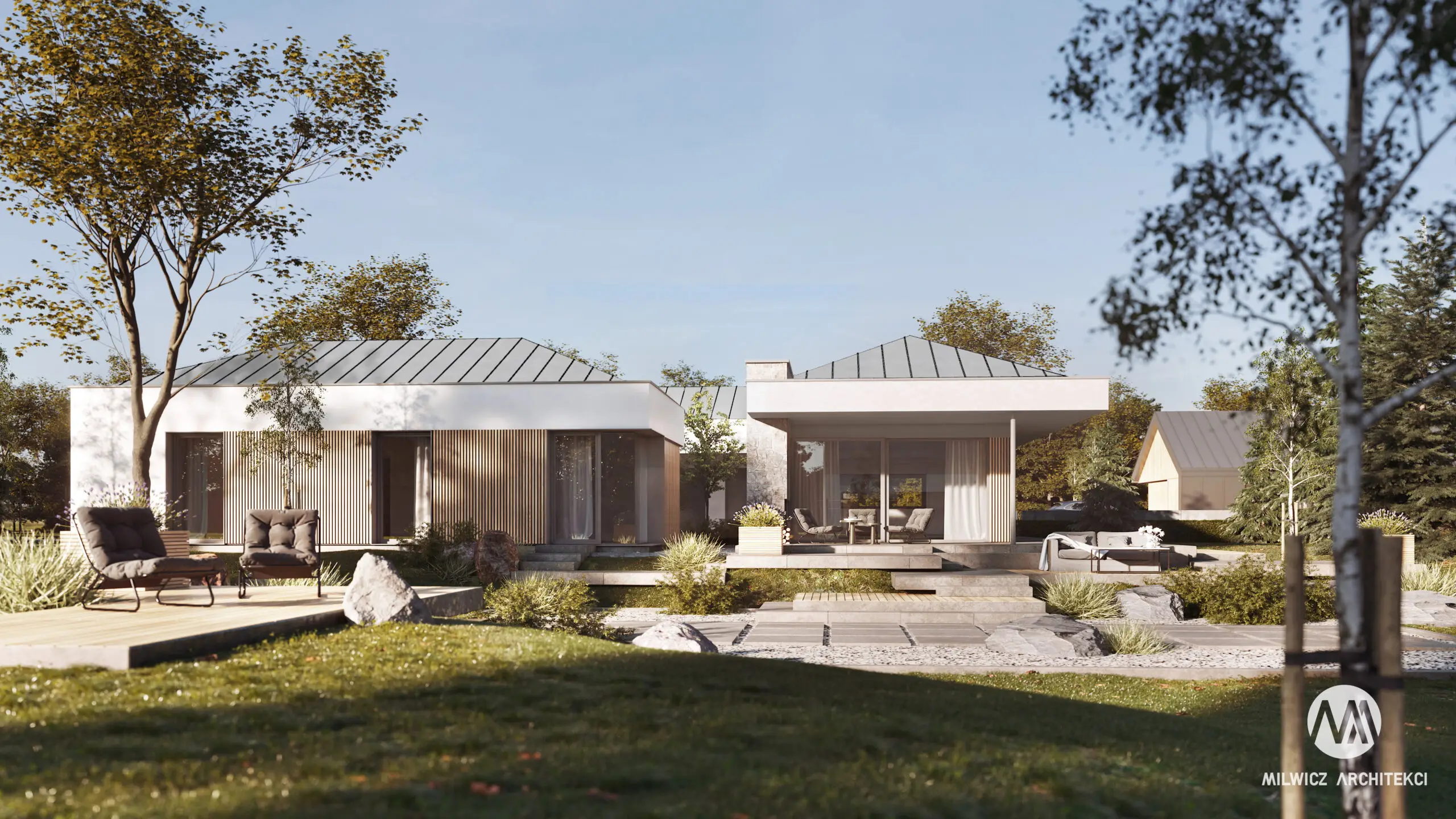 Milwicz architekci - projekt domu D141 - widok na dom z zewnątrz