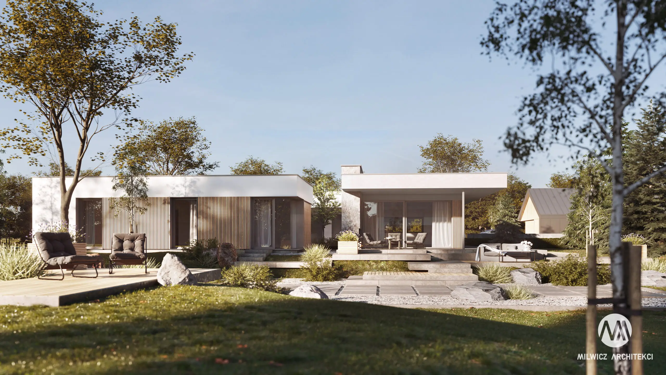 Milwicz architekci - projekt domu D141 - widok na dom z zewnątrz