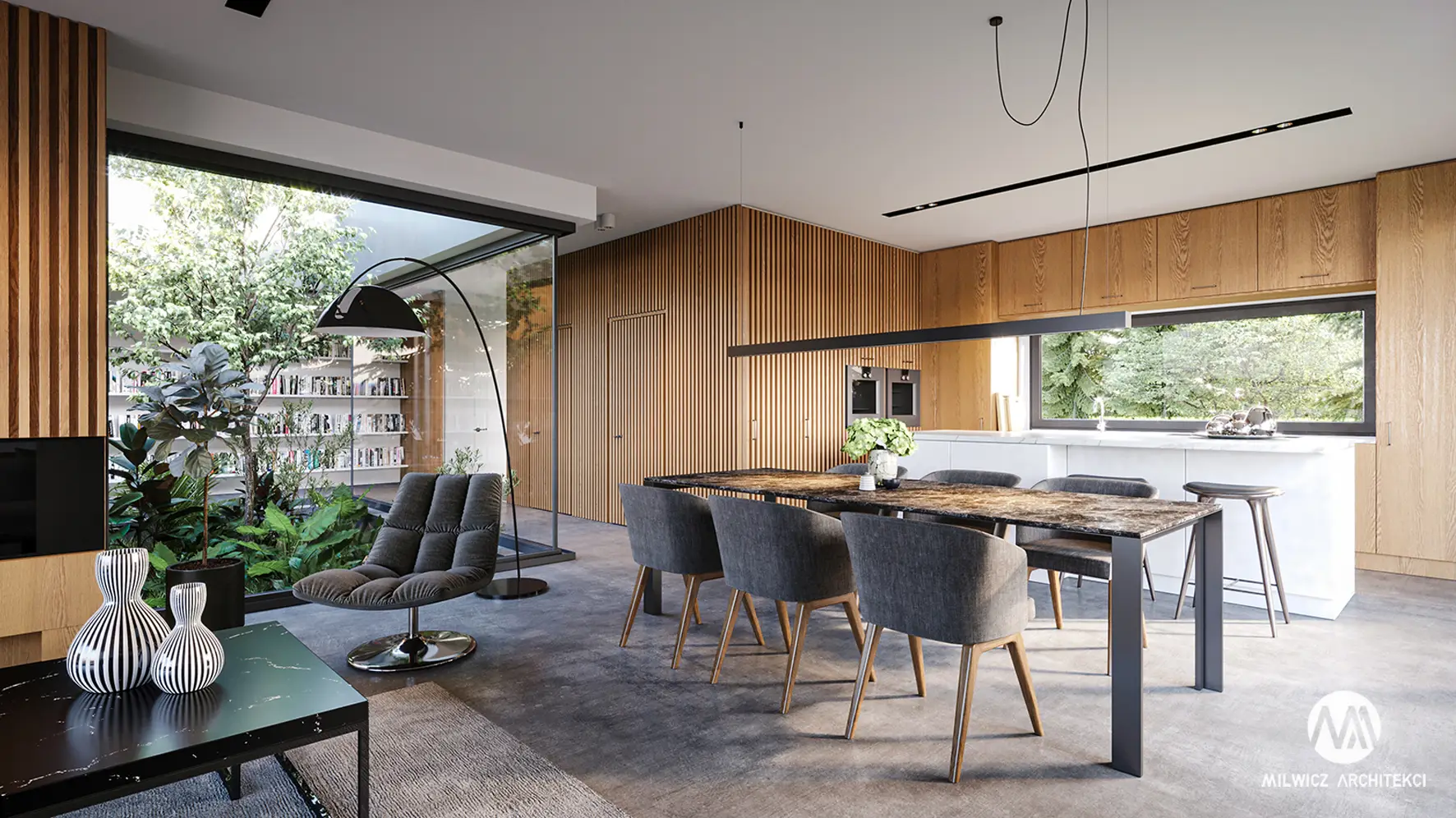 Milwicz architekci - projekt domu D141 - wnętrze salon