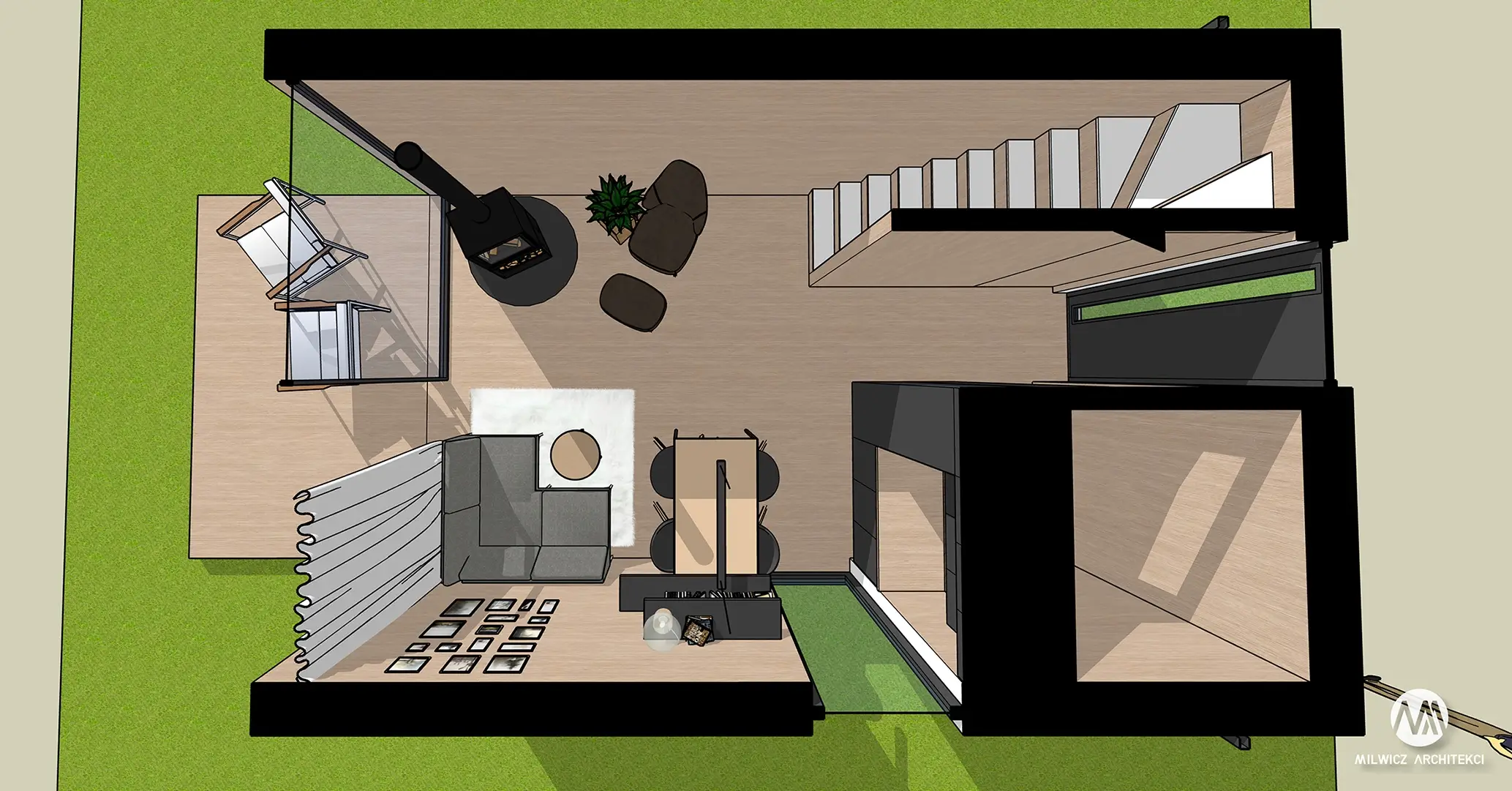 Gotowy projekt domu - Milwicz Architekci -Warszawa - widok z góry