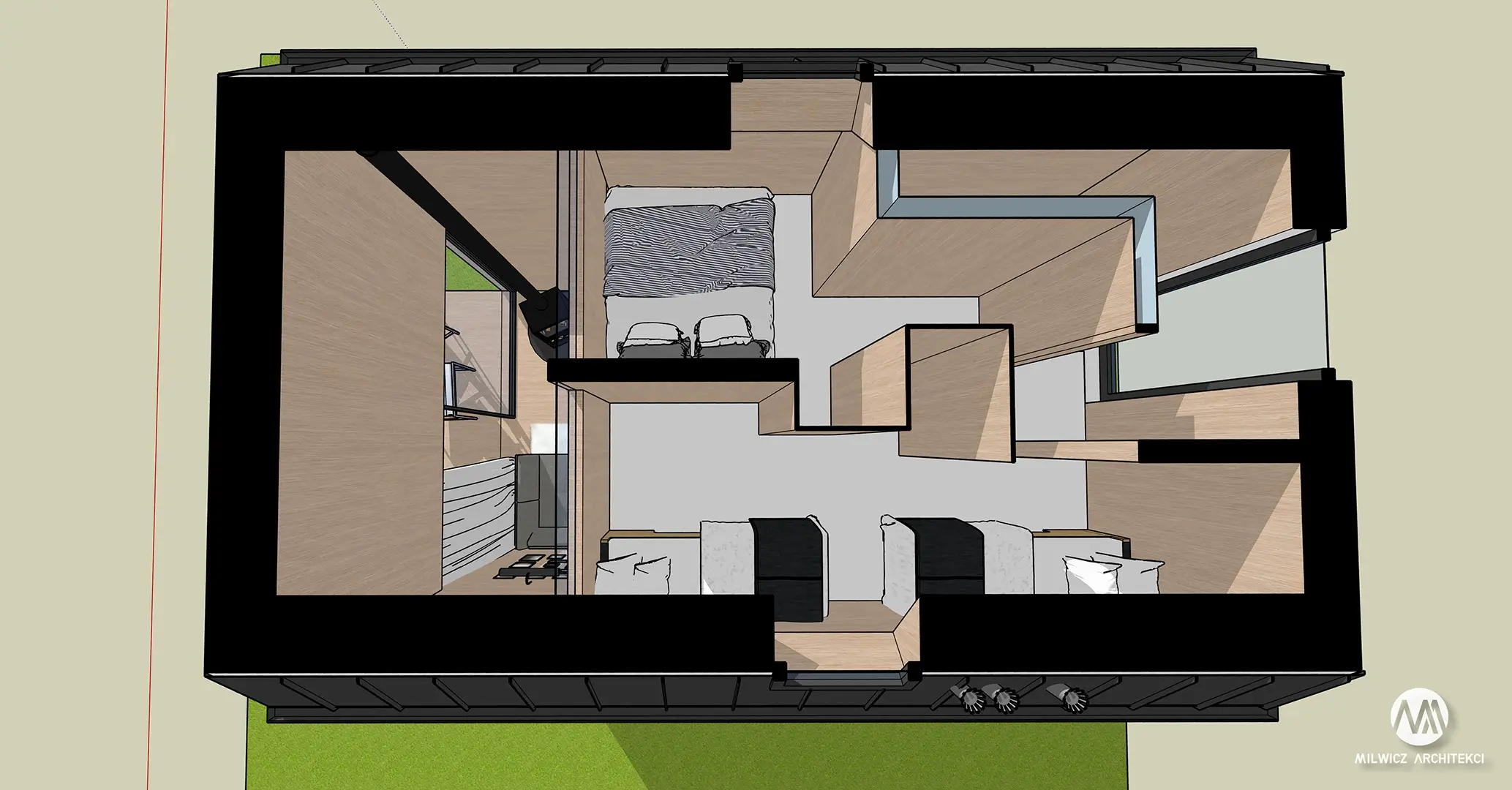 Gotowy projekt domu - Milwicz Architekci -Warszawa - widok z góry 2