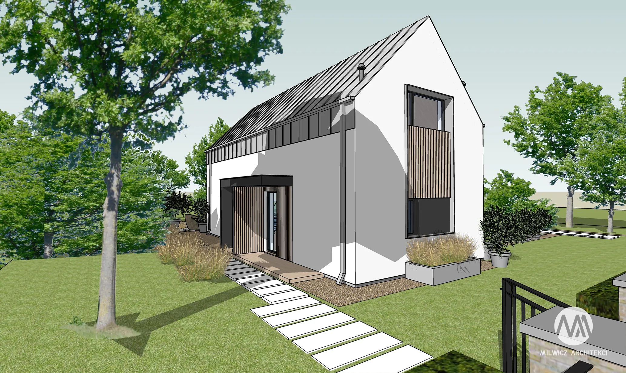 Milwicz architekci - projekt domu D65 - zewnątrz