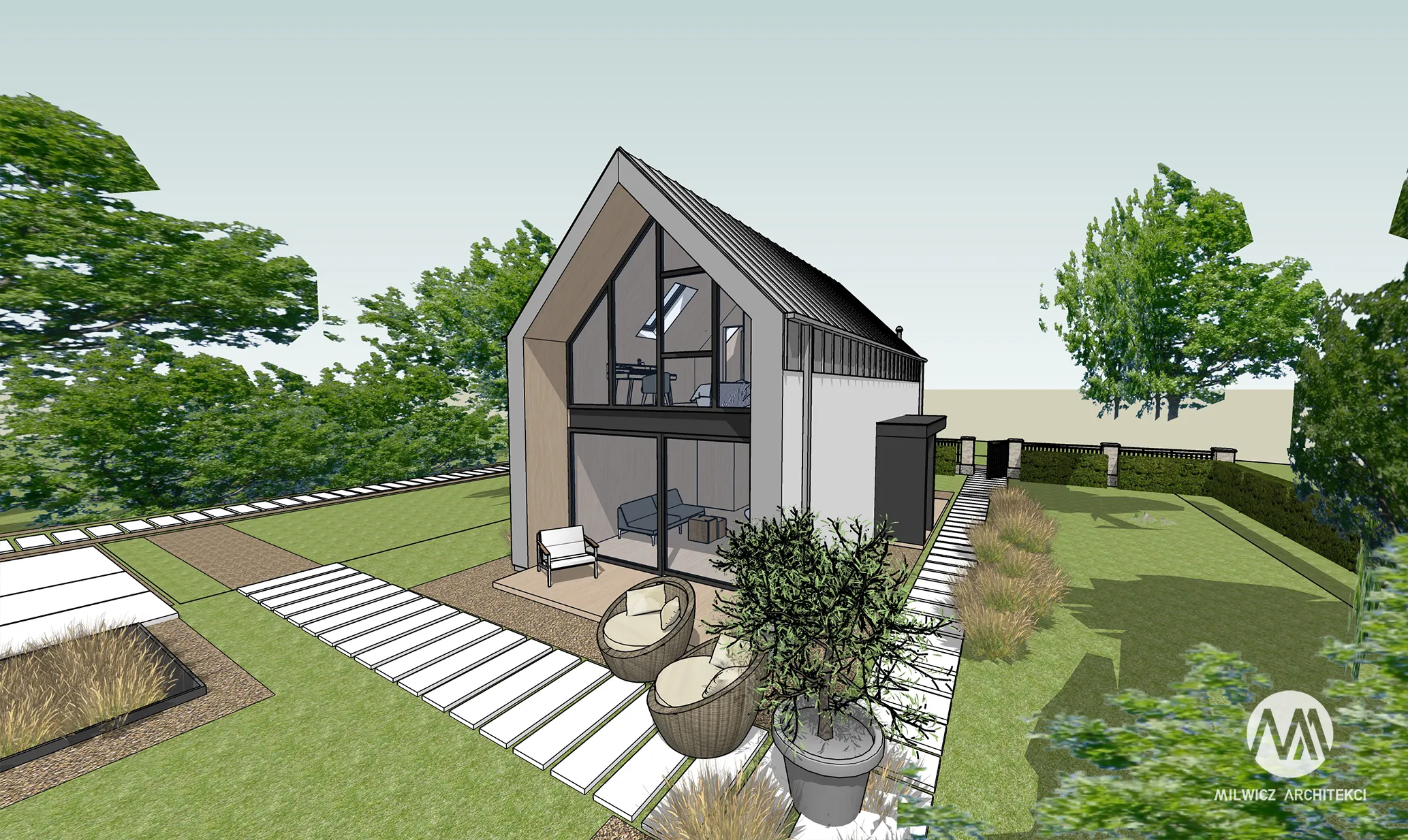Milwicz architekci - projekt domu D65 - zewnątrz