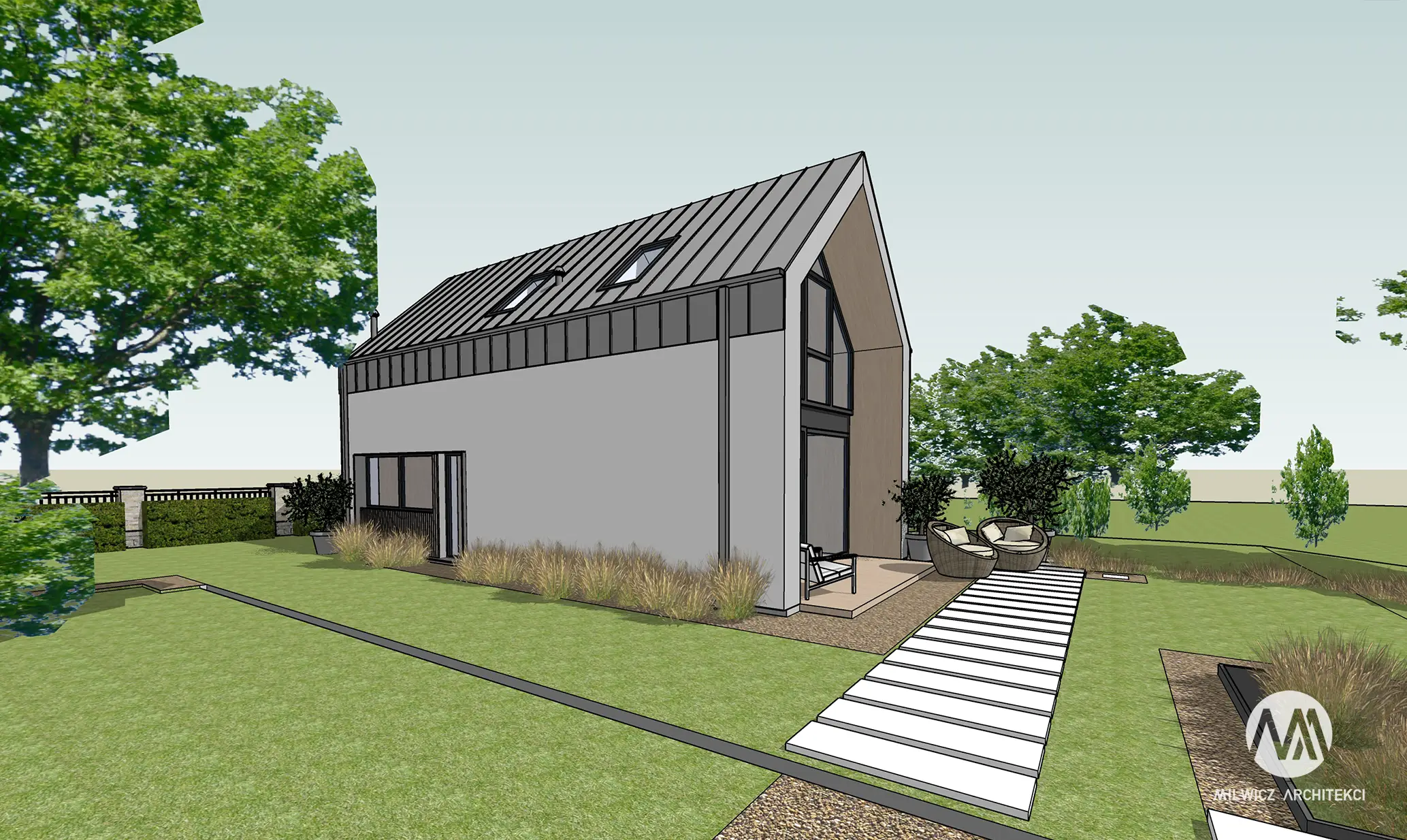 Milwicz architekci - projekt domu D65 - zewnątrz