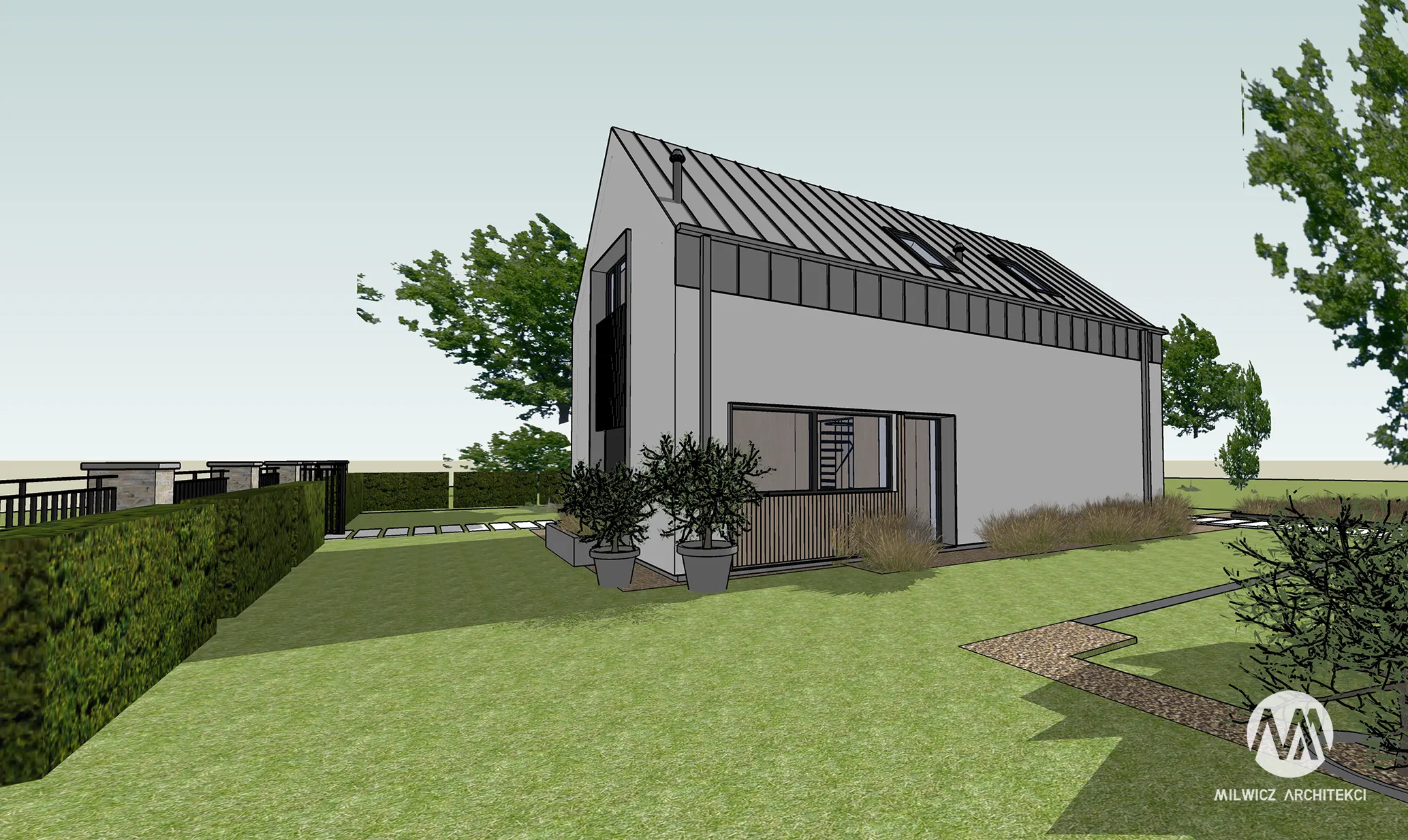 Milwicz architekci - projekt domu D65 - zewnątrz