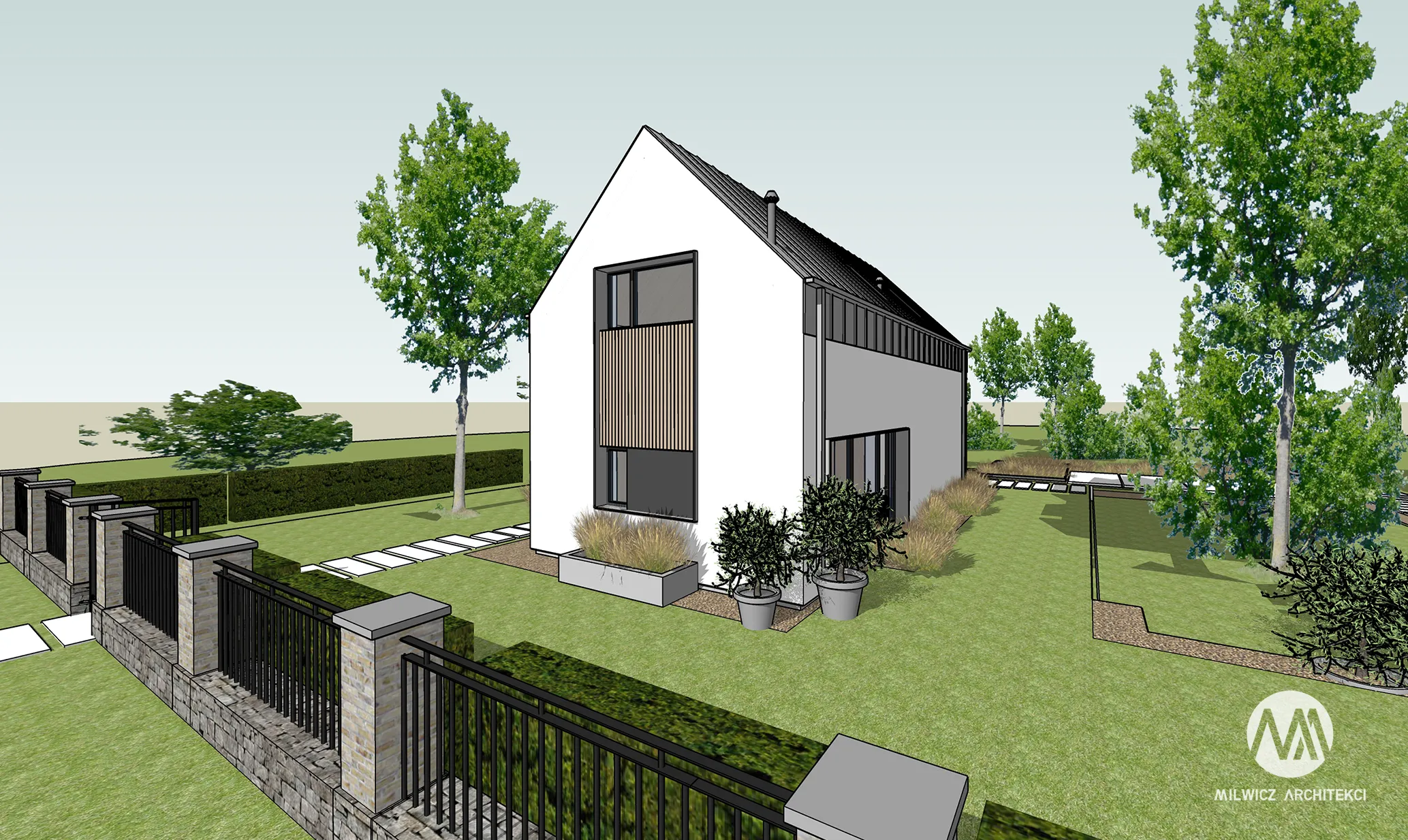 Milwicz architekci - projekt domu D65 - zewnątrz
