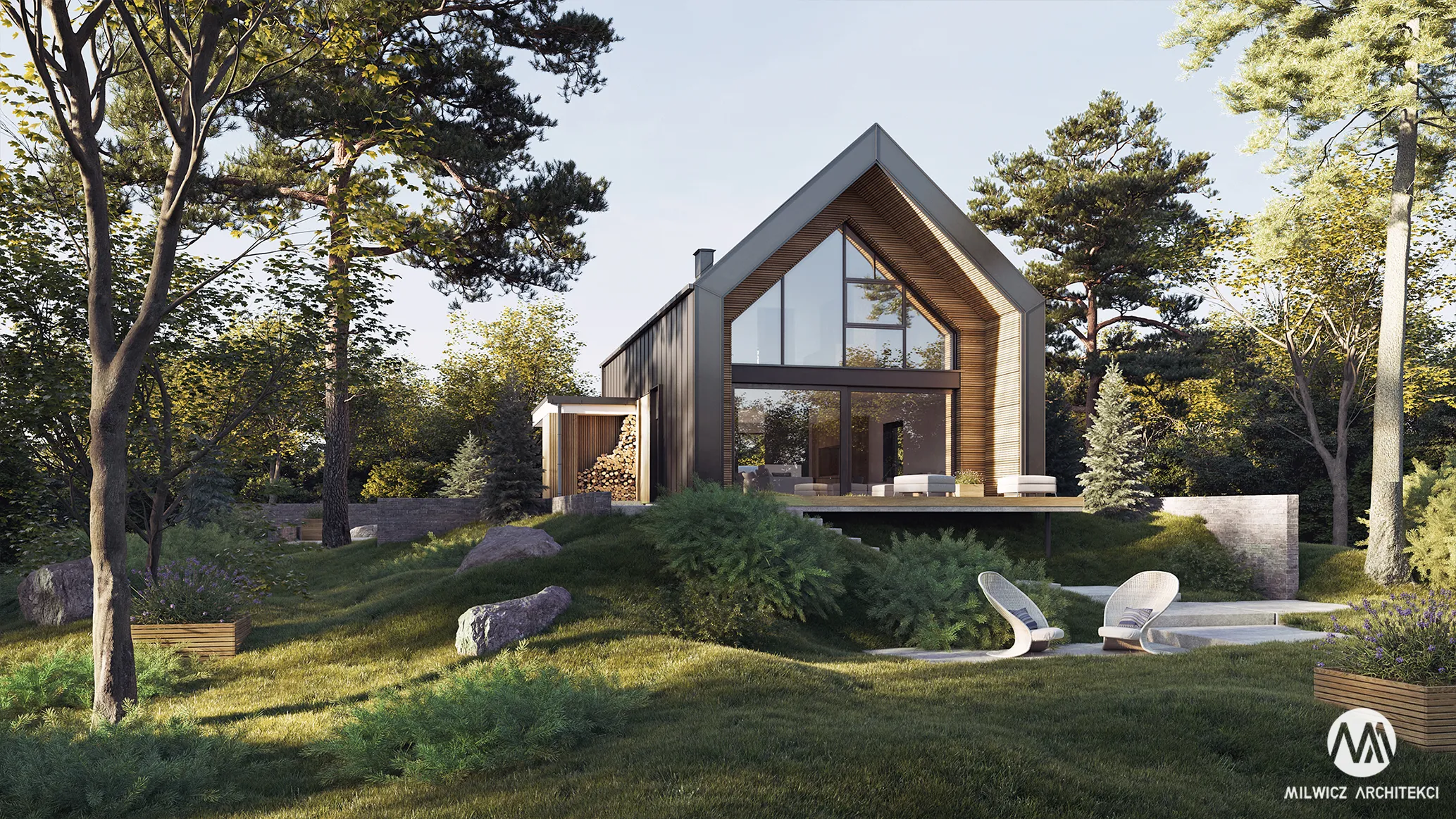 Milwicz architekci - projekt domu D82 96 - na zewnątrz