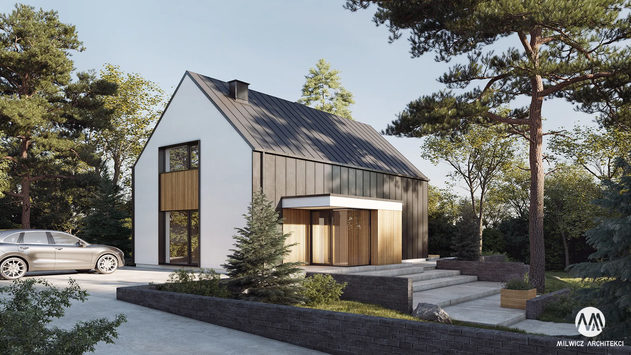 Milwicz architekci - projekt domu D82 96 - na zewnątrz