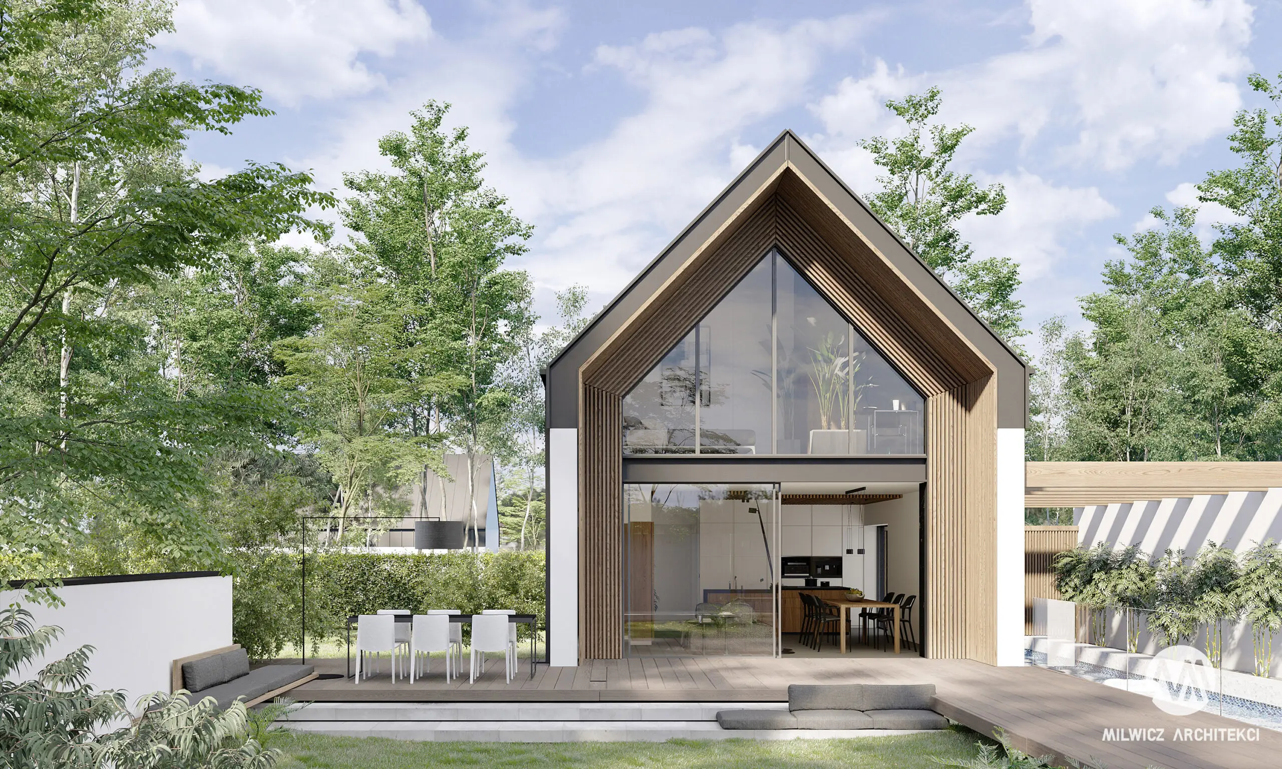 Milwicz architekci - projekt domu D89 104 - na zewnątrz