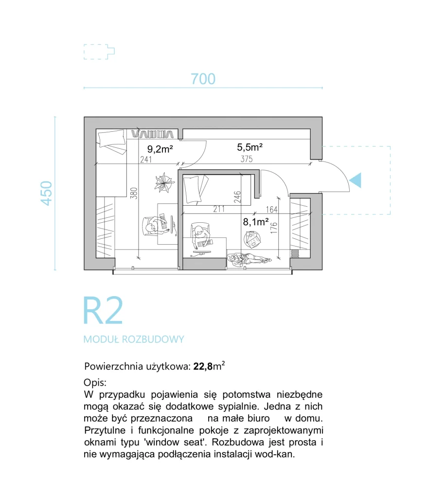 Projekty domów - Milwicz architekci - moduły rozbudowy - R2
