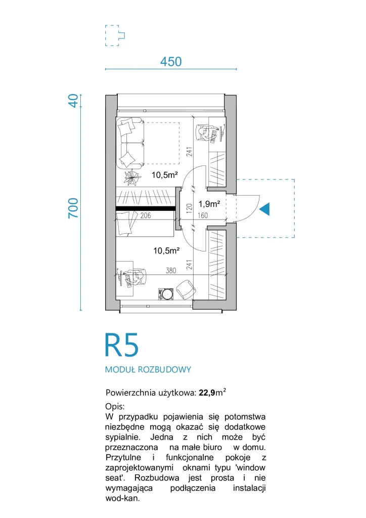 Projekty domów - Milwicz architekci - moduły rozbudowy - R5