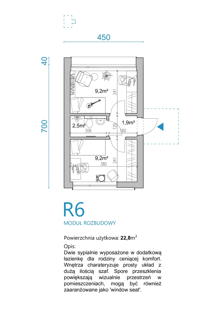 Projekty domów - Milwicz architekci - moduły rozbudowy - R6