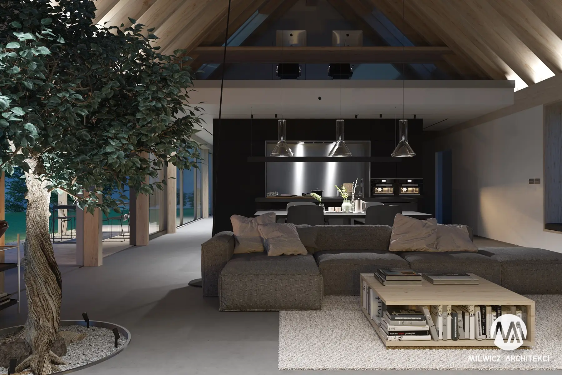 Gotowy projekt domu - Milwicz Architekci -Warszawa - widok na salon
