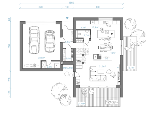 Nowoczesna Stodoła z antresolą - Milwicz Architekci
